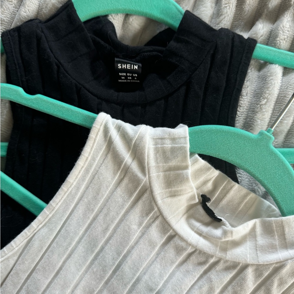 2 SHEIN White and Black Tops